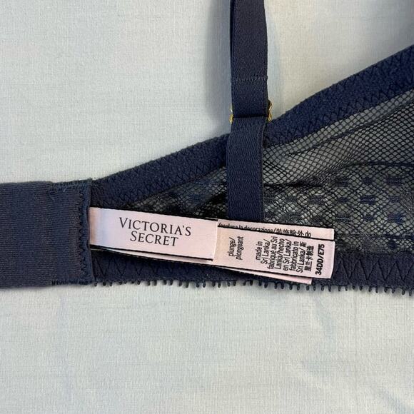 Victoria's Secret Women's 34DD Incredible Plunge Bra Navy Blue Lace Dainty - Picture 5 of 8